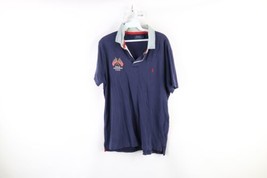 Ralph Lauren Mens Large Distressed Spell Out USA Flags Collared Polo Shirt Blue - £23.49 GBP