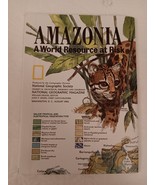 National Geographic Folded Map Amazonia World Resourse At Risk From Augu... - $14.99