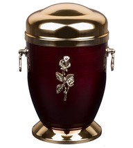 Adult Cremation urn for Ashes Metal Funeral urn Memorial with Gold Rose&amp;Handles - £97.96 GBP+