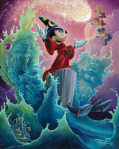 Framed canvas art print giclee mickey mouse the sorcerer fantasia magic wizard - £31.64 GBP+