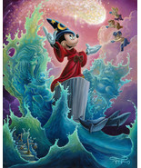 Framed canvas art print giclee mickey mouse the sorcerer fantasia magic ... - £31.13 GBP+