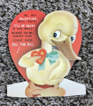 Vintage Valentines Day Card American Greetings Duck w Bow It&#39;ll Be Ducky - $5.99