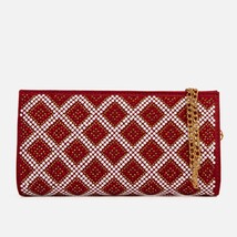 The Nampula Red Glitter Suede Leather Small Clutch image 4