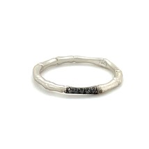 Sterling 18k White Vermeil Bamboo 2 mm Ring w/ 0.05 TCW Black Diamonds S... - $58.41