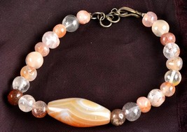 satyaloka + agnitite crystal+ carnelian sulemani center beads bracelet  ... - £20.57 GBP