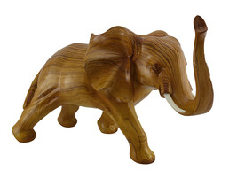 Scratch &amp; Dent Walking Elephant Decorative Faux Carved Wood Look Statue 18 inch - £33.98 GBP