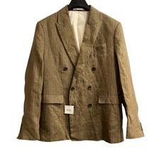 Zara Man Blazer Mens 42 Brown Stiped Sartorial 100% Linen Sport Coat Classic - £53.65 GBP