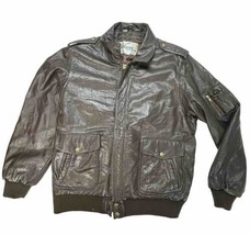 Wilsons Leather A-2 Flight Jacket Mens 44 or L Bomber Brown Zip Snap Vintage 80s - £30.62 GBP