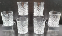 6 Cristal D&#39;Arques Masquerade Double Old Fashioned Set Clear Cut Etch Glass Lot - £54.23 GBP