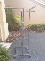 Commercial Heavy Duty Rolling Retail Display Rack Stand Chrome 4 Adjusta... - $79.00