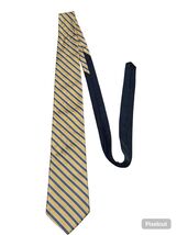 Tommy Hilfiger Silk Tie Blue Gold Striped Mens Necktie Classic Preppy US... - $13.50
