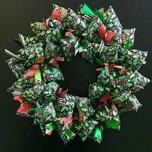 Stained Glass Look Fabric Winter Christmas Holiday Wreath Holly and Berries - £42.92 GBP