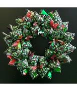 Stained Glass Look Fabric Winter Christmas Holiday Wreath Holly and Berries - £42.58 GBP