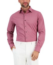 Alfani Mens Slim Fit Stain Resistant Puzzle Print Dress Shirt Rose-15-15... - £15.97 GBP