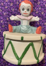 Vintage Lego, Clown on Drum Trinket Box 1970&#39;s Redhead Rare Color - £15.72 GBP