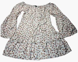 ChicMe L Dress Floral All Over Print Fit And Flare Red Pink White Ruffle... - £6.28 GBP