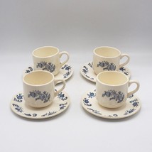 Blue Onion Cups and Saucers USA Made SCIO Mid Century Set of 4 - £68.65 GBP