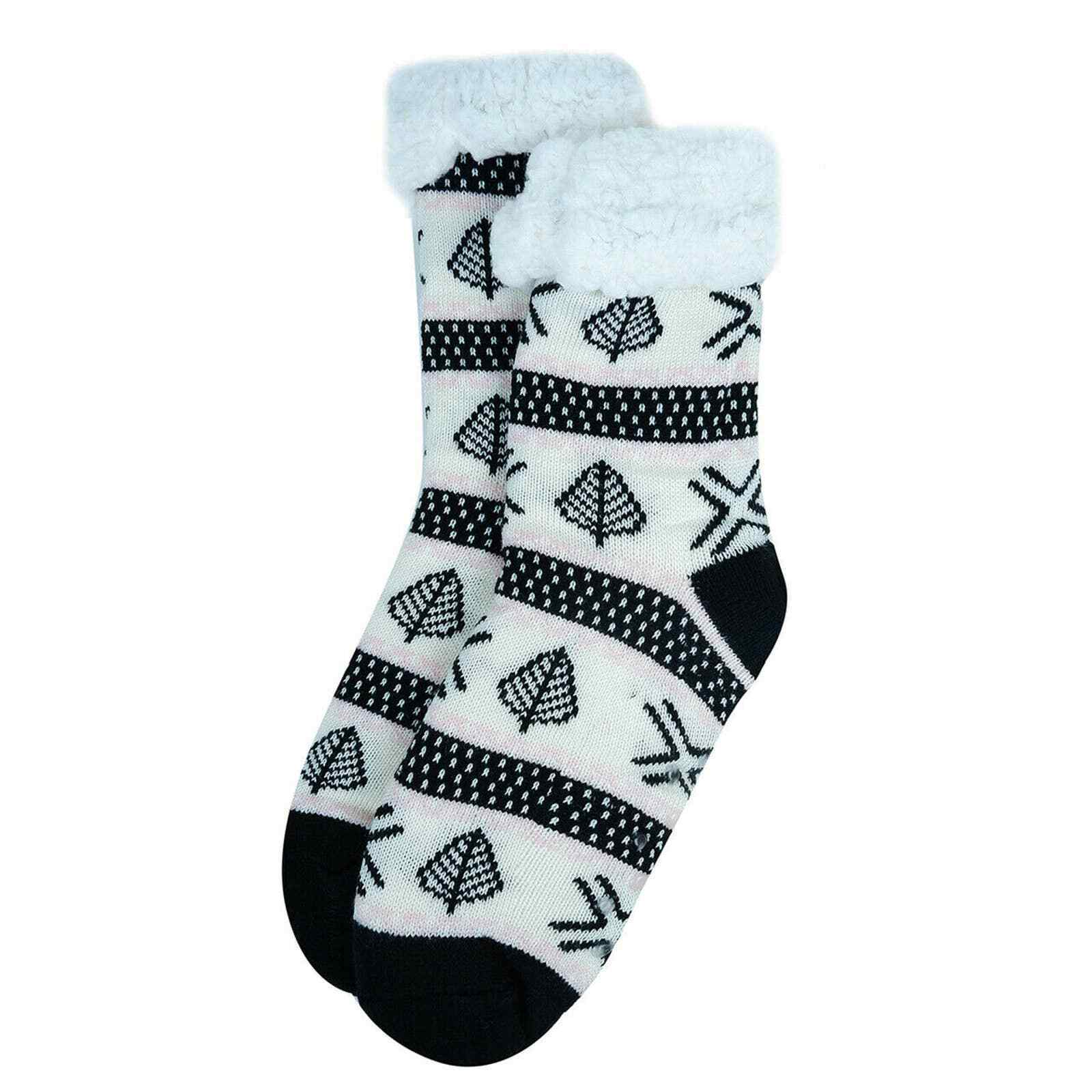 Slipper Socks Womens Sherpa Slipper Socks Fleece Lined Non Skid Slipper ... - $6.91