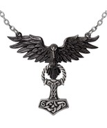 Alchemy Gothic Hrafnhamerr Pendant Raven Thor&#39;s Hammer Mjolnir Necklace ... - $90.20 CAD