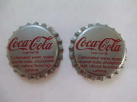 Coca-Cola Bottle Cap Magnets Made From Vintage Bottle Caps Silver Set of 2 - £4.67 GBP