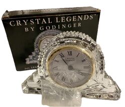 Crystal Legends by Godinger Quartz Mantel Clock 24% Lead Crystal Box Damage - $14.85