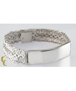 Sterling Silver Ornate Mesh ID Bracelet 51.6 Grams Unengraved 7.75&quot; - $619.04