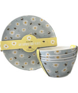 Harvest Green Studio Bamboo  Bumblebee Floral Plates &amp; Bowls - 8 Pc Set NEW - £39.22 GBP