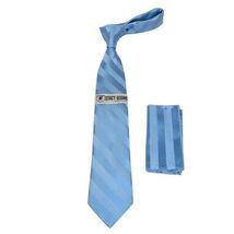 Men's Stacy Adams Tie and Hankie Set Fancy Woven Silky Satin #SAT98 Blue image 3
