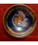 Pottery Bowl 5 Inches Blues Browns Gold - $8.19 CAD