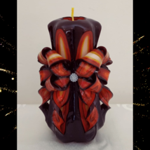 Carved Candles Home Decor Handmade Gift Colourful Art Design Hand Black Red New - £31.36 GBP