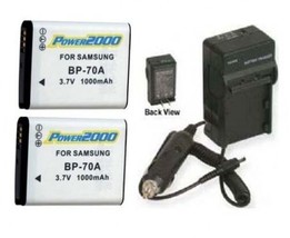 2 BP70B Batteries + Charger For Samsung EC-TL105ZBPSUS ECTL105ZBPSUS PL90 PL91 - £28.16 GBP