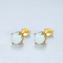 Opal Earrings 925 Silver Stud Earrings With Opal Ear For Women - £18.11 GBP
