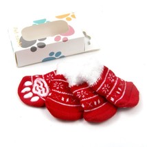 Christmas Red Fairisle Nonskid Dog Socks Size S - £10.29 GBP