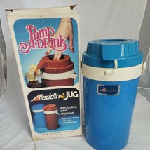 Vintage Aladdin Coventry Blue Pump-a-Drink Jug 1/2 Gallon Camp Thermos w/ box - £10.83 GBP