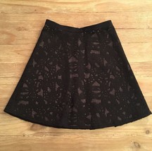 Ann Taylor Petites Black Flared A- Line Black Eyelet Overlay Skirt Size 0P NEW - £22.80 GBP