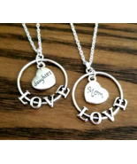 Silver 2pc Mom &amp; Daughter Necklace Set Mother Daughter Jewelry Christmas... - £21.82 GBP
