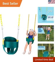 High Back Full Bucket Toddler Swing - Safe Playtime in Vibrant Green - $1,260.84 MXN