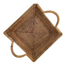 13”x13”PAMPERED CHEF Woven Selections Wicker Serving Basket Square With Handles - £36.86 GBP