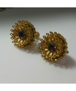 Vintage Faceted 2-Tier Filigree Prong Set Purple Stone Screw Back Earrings - $31.38 CAD