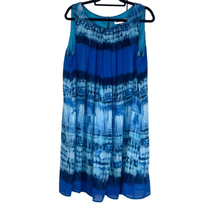 Emma &amp; Michelle Womens 2X Knee Length Dress Blue Tie Dye Sleeveless Lined - $23.36