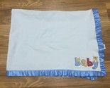 Just One Year Baby Bears Blue Satin Trim Reversible Striped Baby Blanket... - $22.79