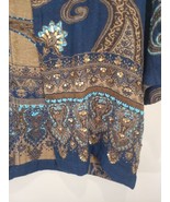 Soft Surroundings S/ M Drape Cardigan Wrap Brown Blue Paisley Sweater Co... - $358.08 MXN