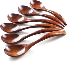 IQCWOOD Korean Wooden Spoon, 6-Piece Wooden Spoons 7.1&quot;L x 1.8&quot;W - $17.82