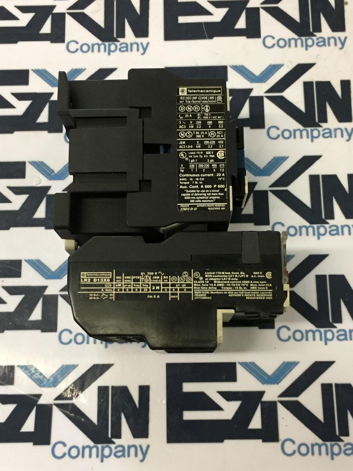 Telemecanique LC1D0910 Contactor 120 Coil /LR2 D13X6 Overload Relay  - $24.99