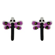 Cute Purple Enamel Dragonflies Sterling Silver Post Stud Earrings - £6.95 GBP