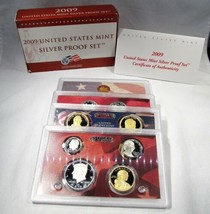 2009 SILVER United States Mint Cameo Proof Set w/ Box &amp; COA Nice Toning AK15 - £89.94 GBP