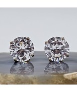 925 Sterling Silver Vermeil - CZ Stud Earrings Cubic Zirconia Gold Plated - $22.95