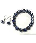 Genuine Sodalite Stretch Bracelet and Earrings Set - $259.91 MXN