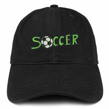 Trendy Apparel Shop Soccer Ball Embroidered Cotton Unstructured Dad Hat - Black - £15.73 GBP