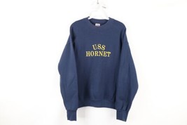 Vtg 90s Mens Medium Faded USS Hornet World War II Aircraft Carrier Sweatshirt - $39.55